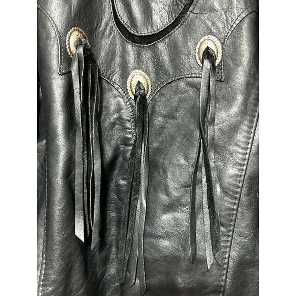 Vintage Gypsy Women's Black Leather Fringe Jacket Western Bohemian Size 18 3085 - Picture 9 of 15